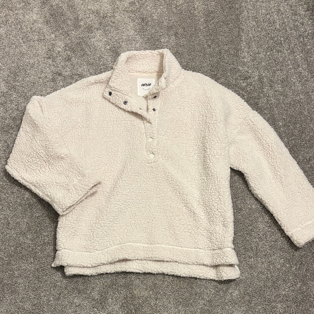 Aerie Cream Fleece Pullover